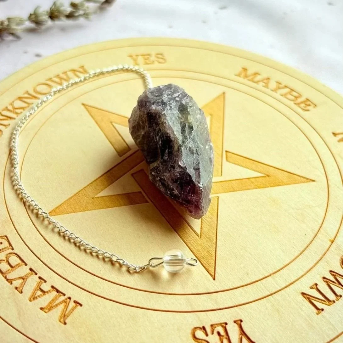 Amethyst rough crystal pendulum for divination and dowsing
