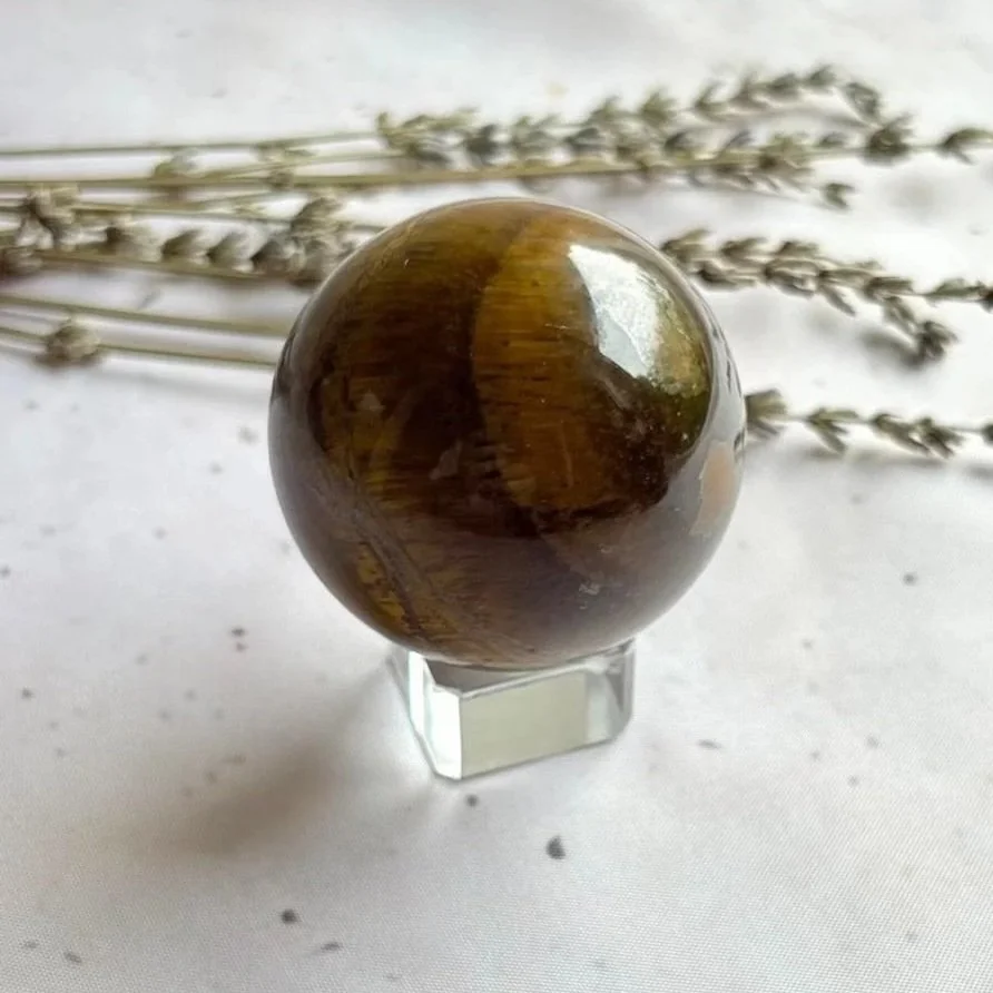 Natural Tiger's Eye sphere suitable for crystal collections and home décor