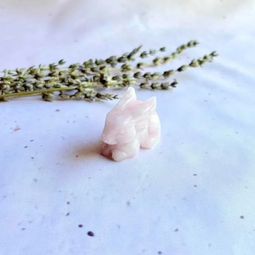 Rose Quartz Bunny Crystal Side View