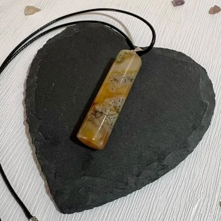 Fancy Jasper Column Necklace | Crystal Pendant for Balance & Calm