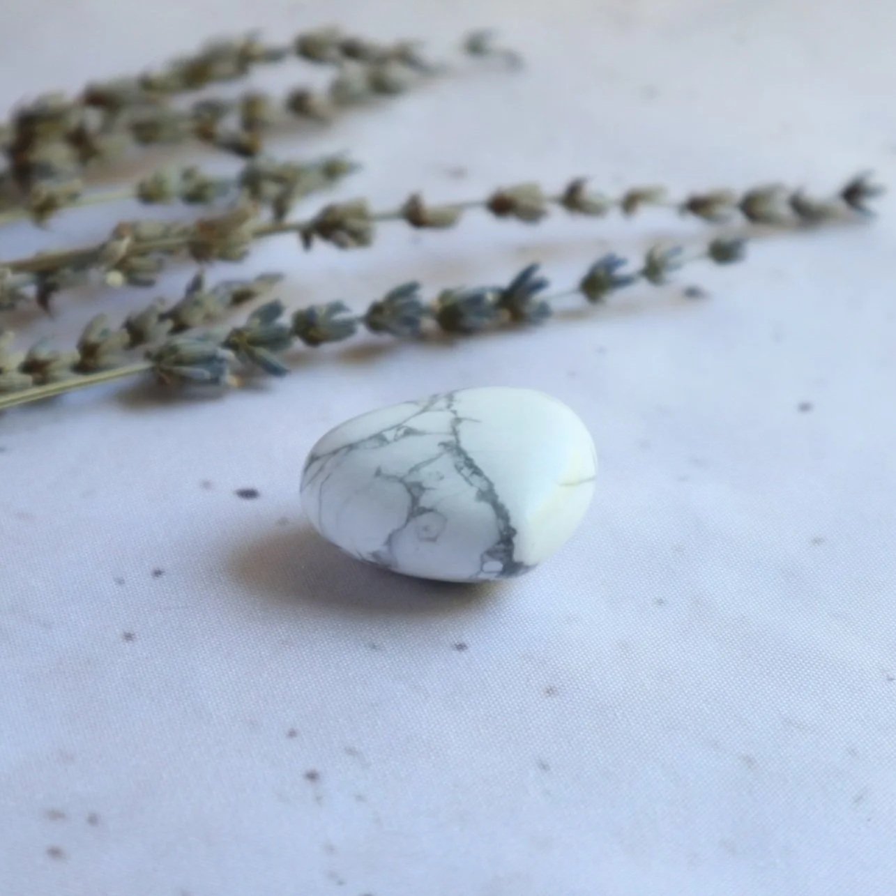 Small polished White Howlite crystal puff heart