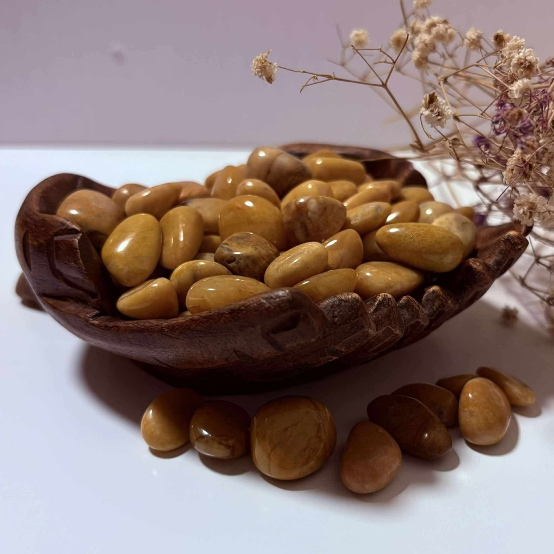 Polished Yellow Jasper stone, earthy yellow crystal for grounding and courage