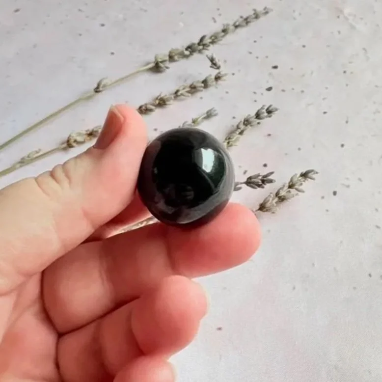 Black Obsidian sphere suitable for crystal collections, meditation, and gifting