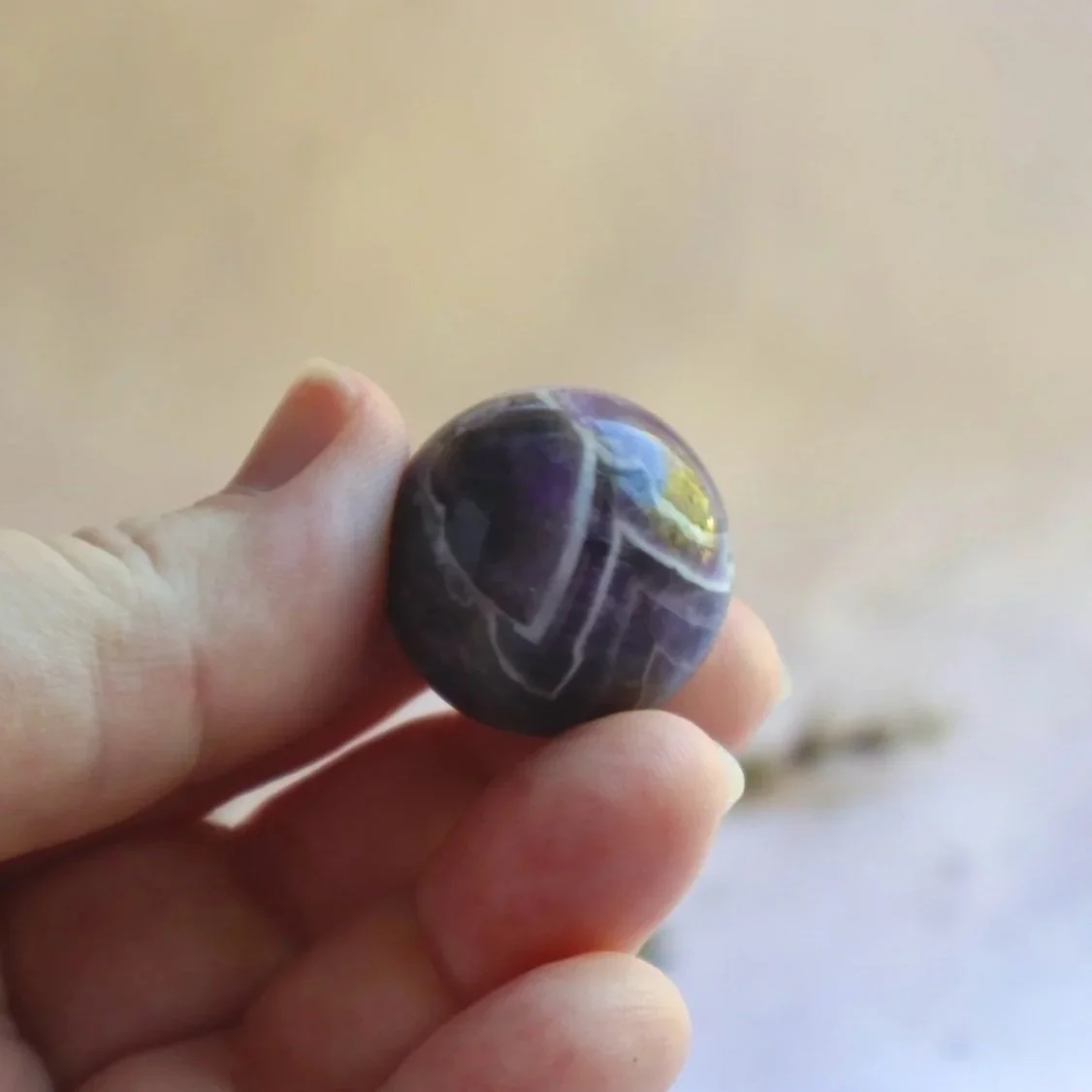 Natural Chevron Amethyst sphere approximately 2.5 cm