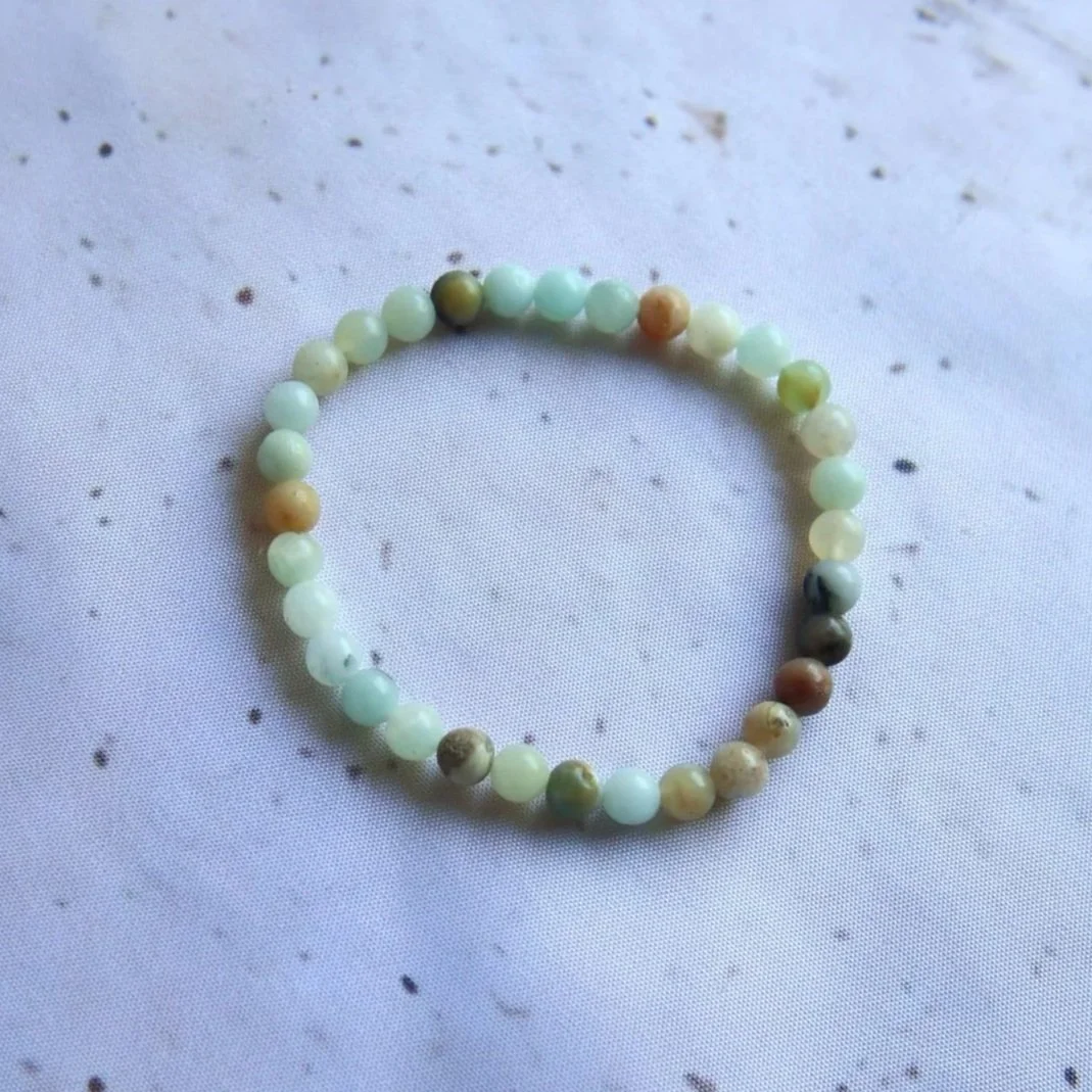 Amazonite Round Bead Bracelet with natural green and blue colouring