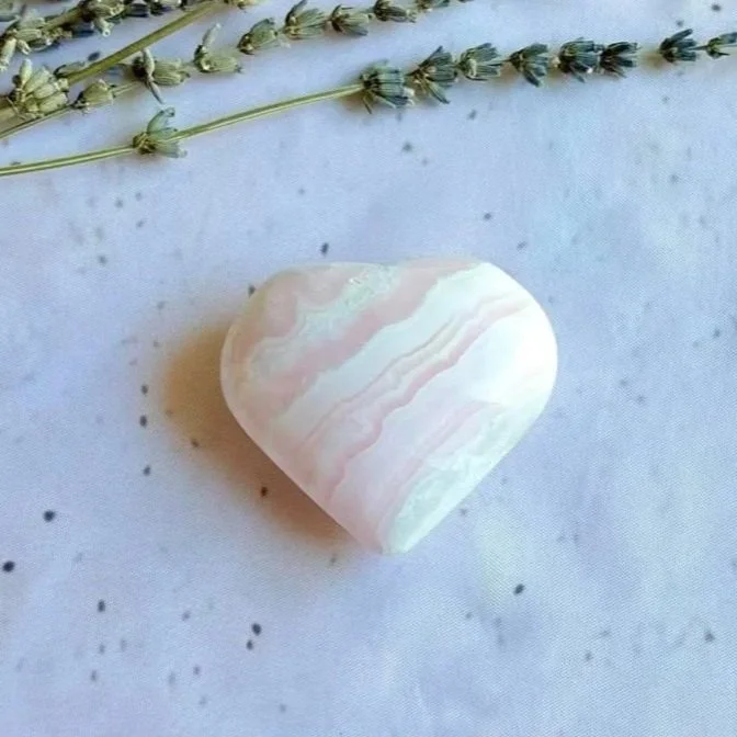 Exact Mangano Calcite heart measuring approximately 6cm wide and 5cm tall