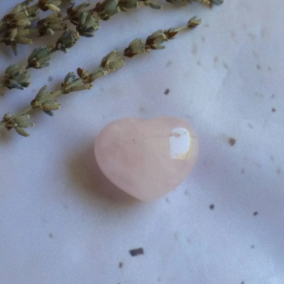 Natural Rose Quartz puff heart with soft pink colouring
