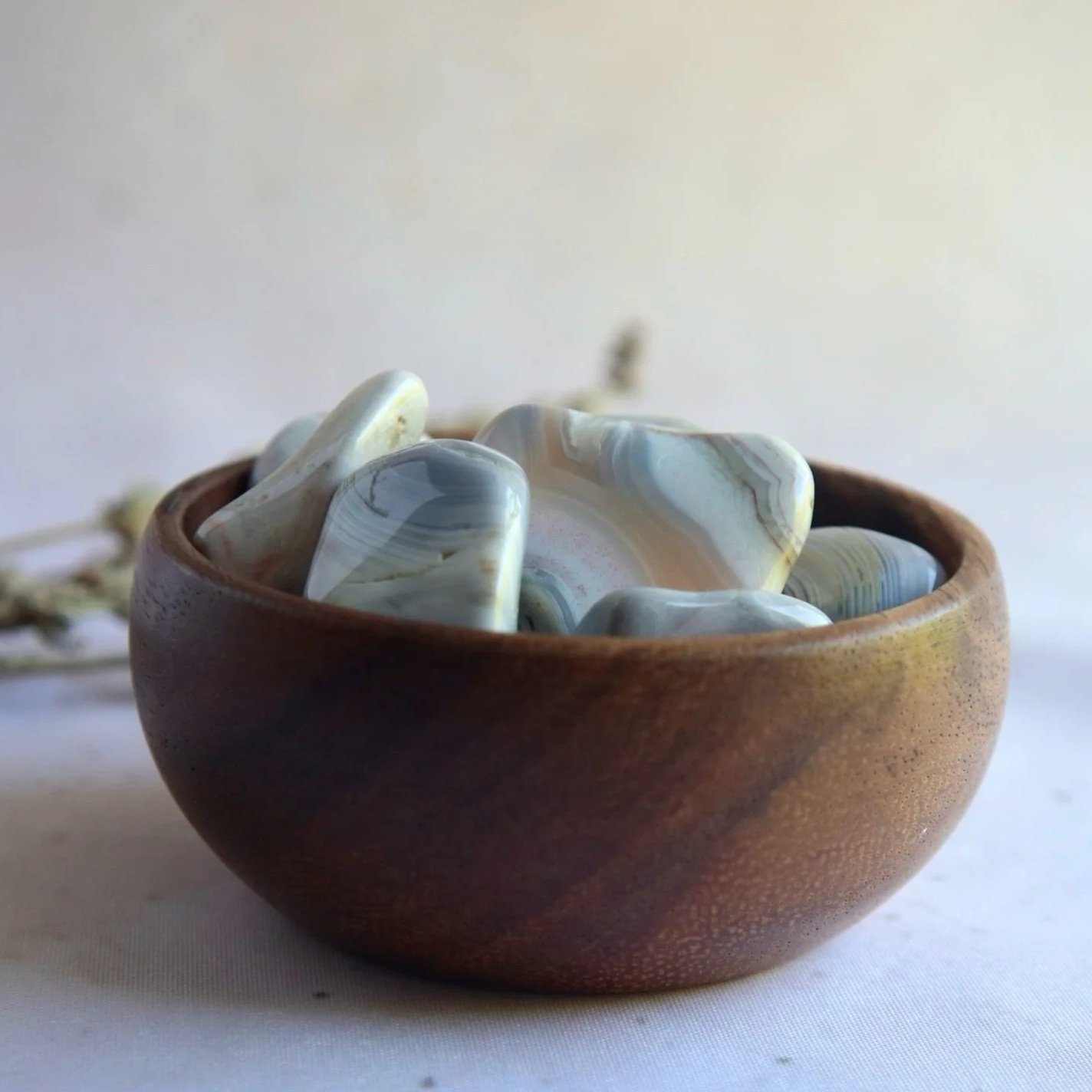 Pink Botswana Agate tumble with soft pink natural patterns