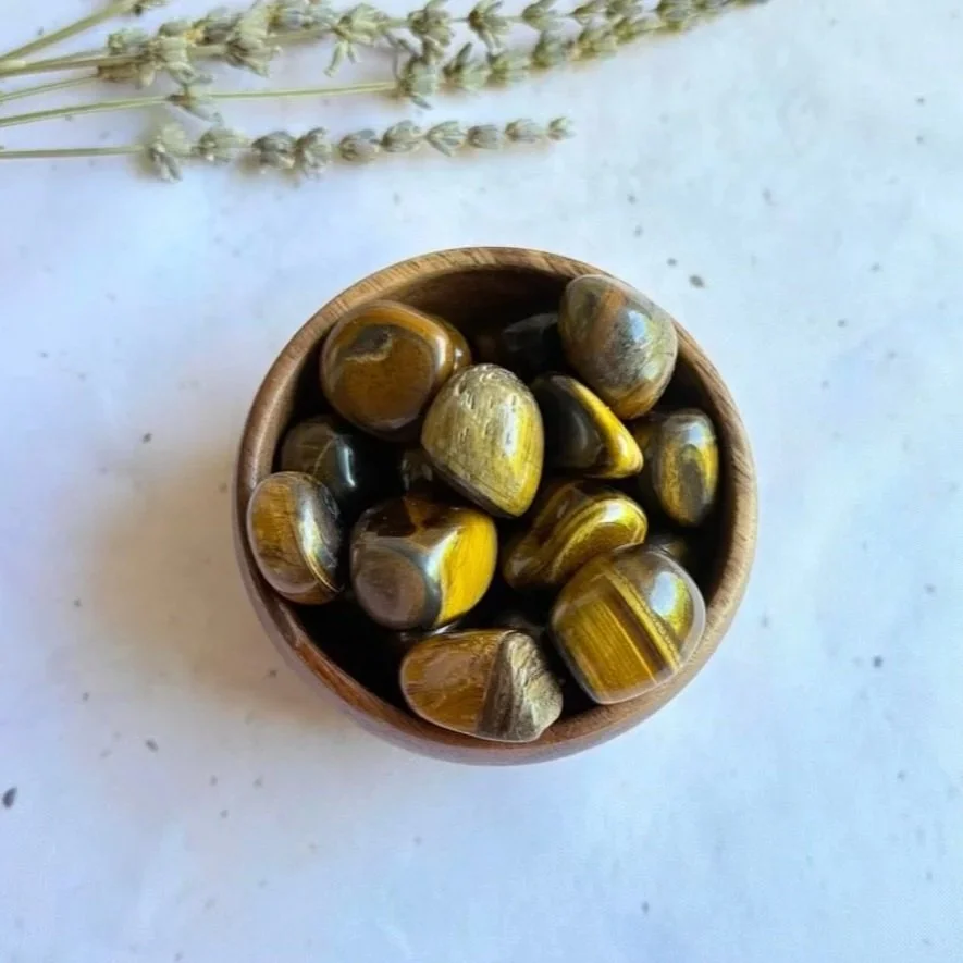 Tiger's Eye tumble associated with confidence, courage, motivation, and protection