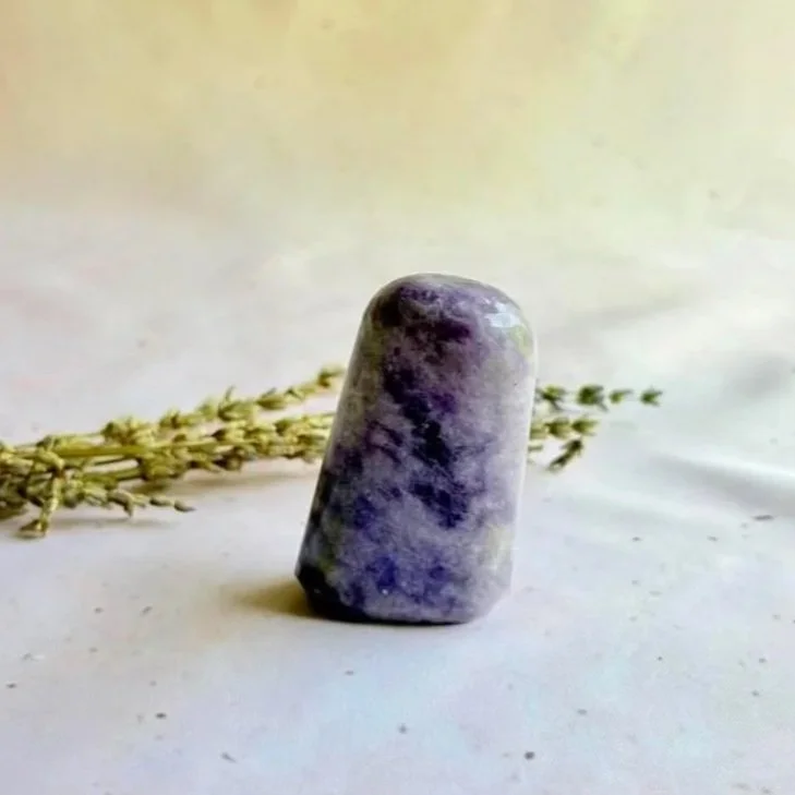 Natural Lepidolite crystal freeform measuring approximately 6cm tall
