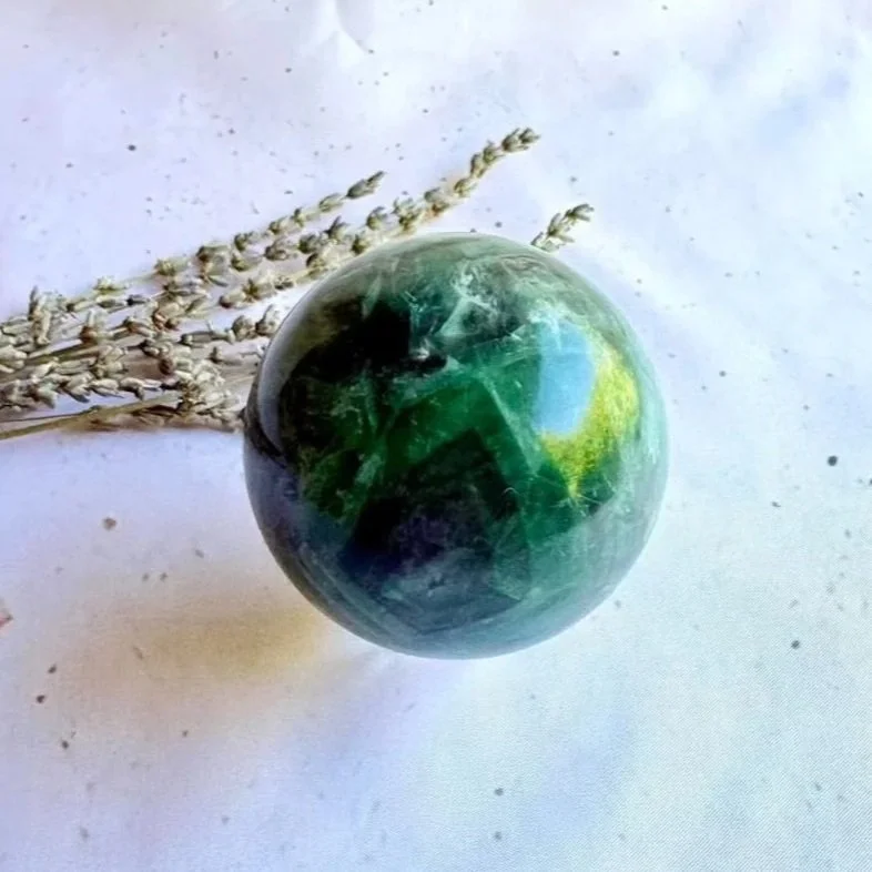Large Fluorite sphere suitable for study spaces, meditation areas, and crystal collections