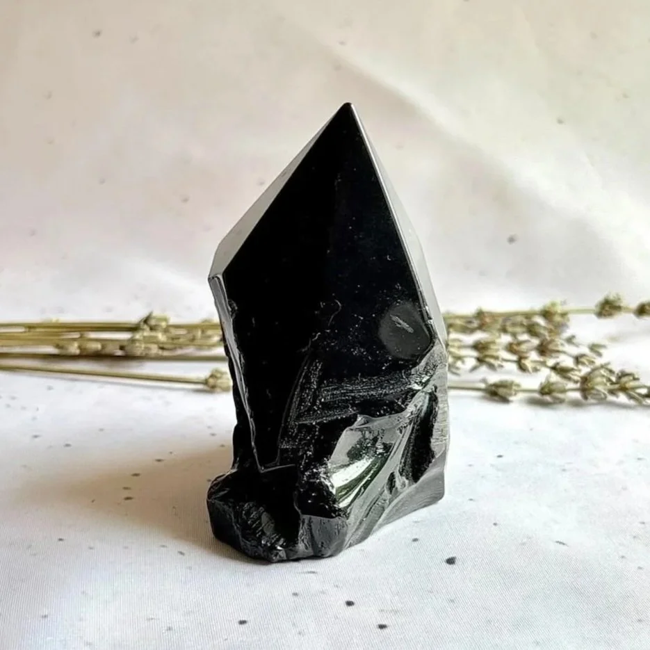 Large Black Obsidian display piece suitable for crystal collections