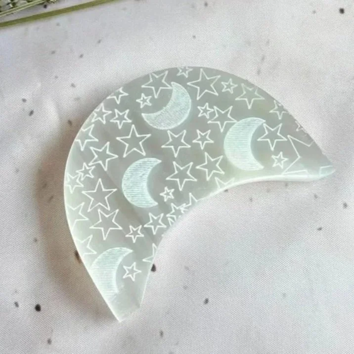 Satin Spar Moon Charging Plate