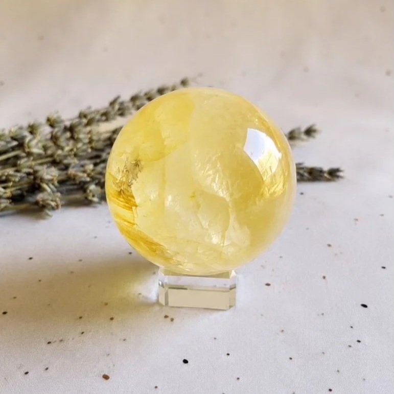 Natural Golden Healer sphere measuring approximately 2.4cm in diameter