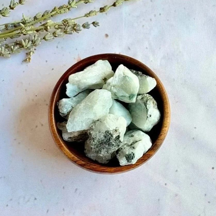 Rough Rainbow Moonstone associated with intuition and new beginnings