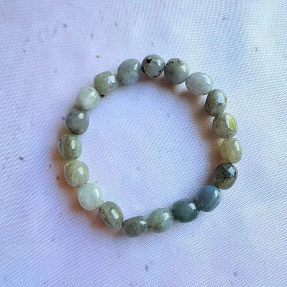 Natural Labradorite tumble bead bracelet with 8mm to 12mm polished beads