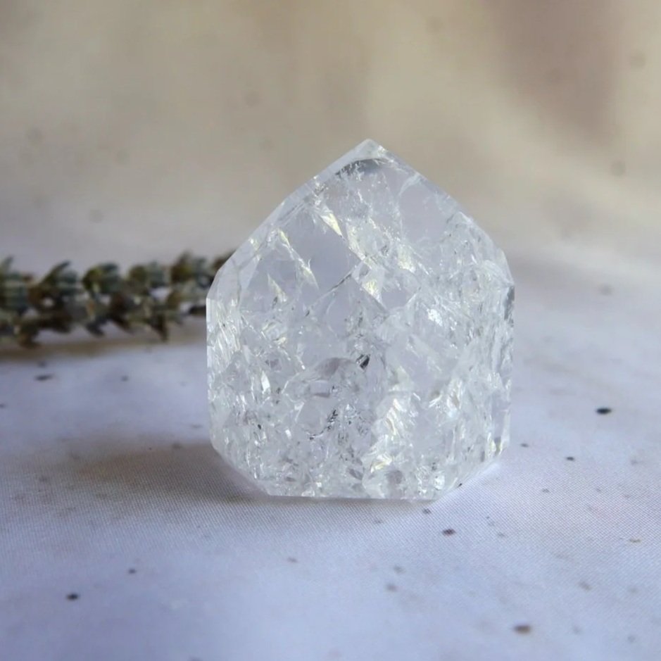 Crackle Quartz crystal tower with distinctive internal texture