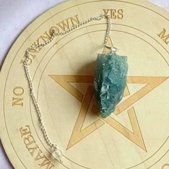 Moss Agate | Rough Crystal Pendulum