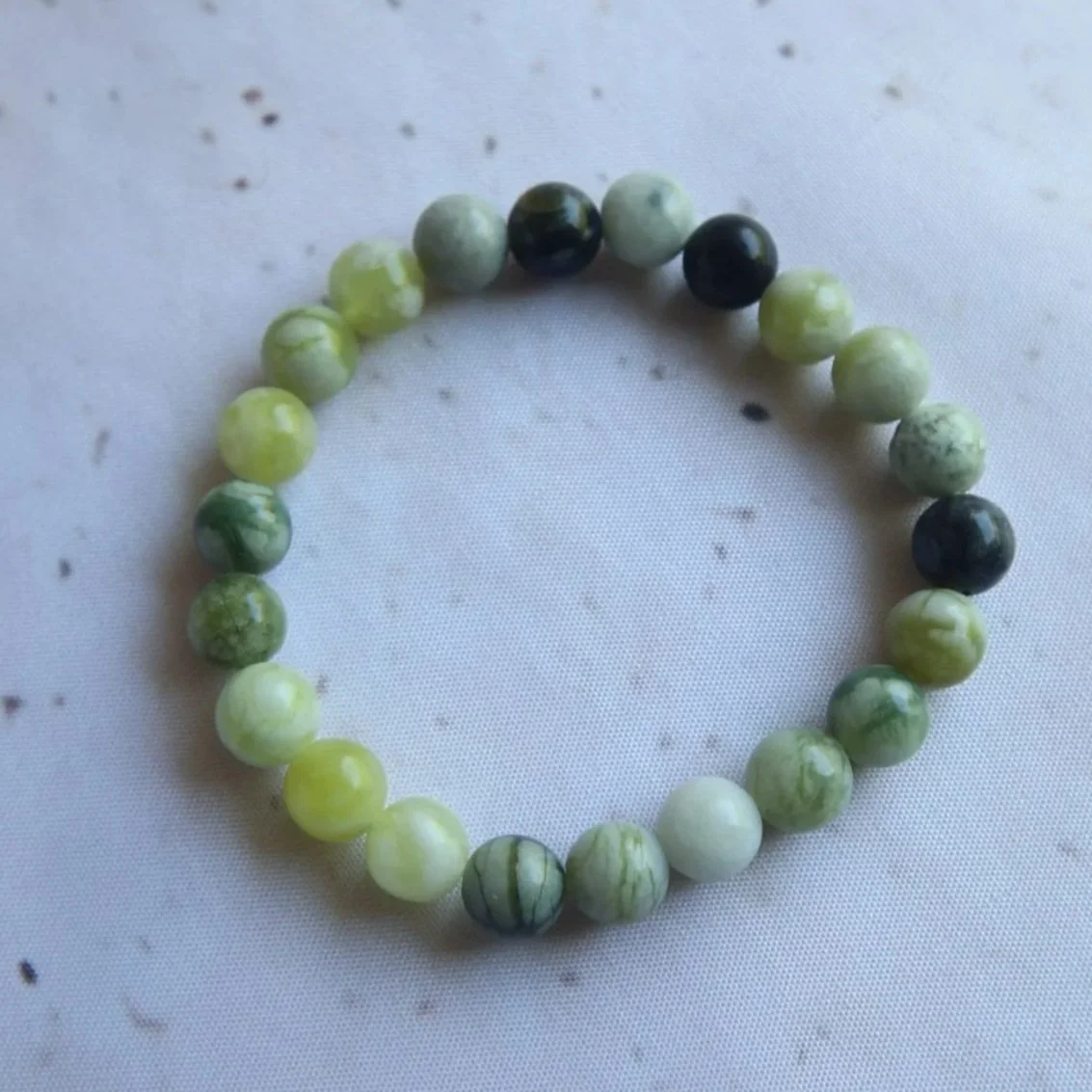 Flower Jade round bead crystal bracelet