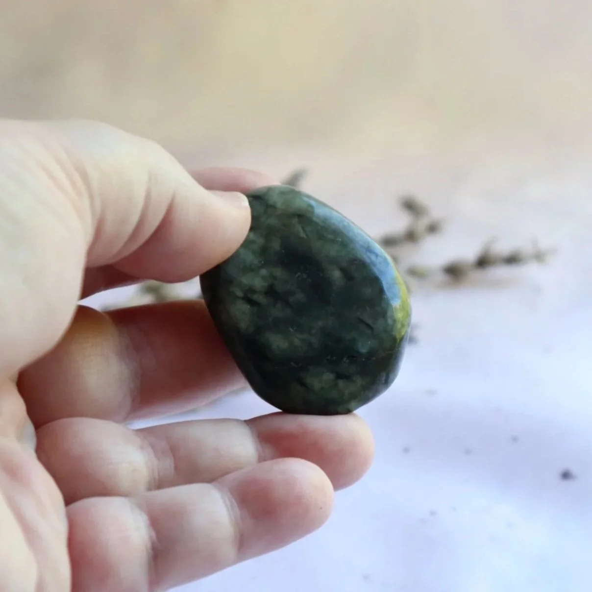Intuitively chosen Emerald flat stone with natural green colouring