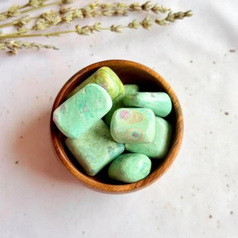 Ruby in Fuchsite crystal tumble associated with love and emotional healing