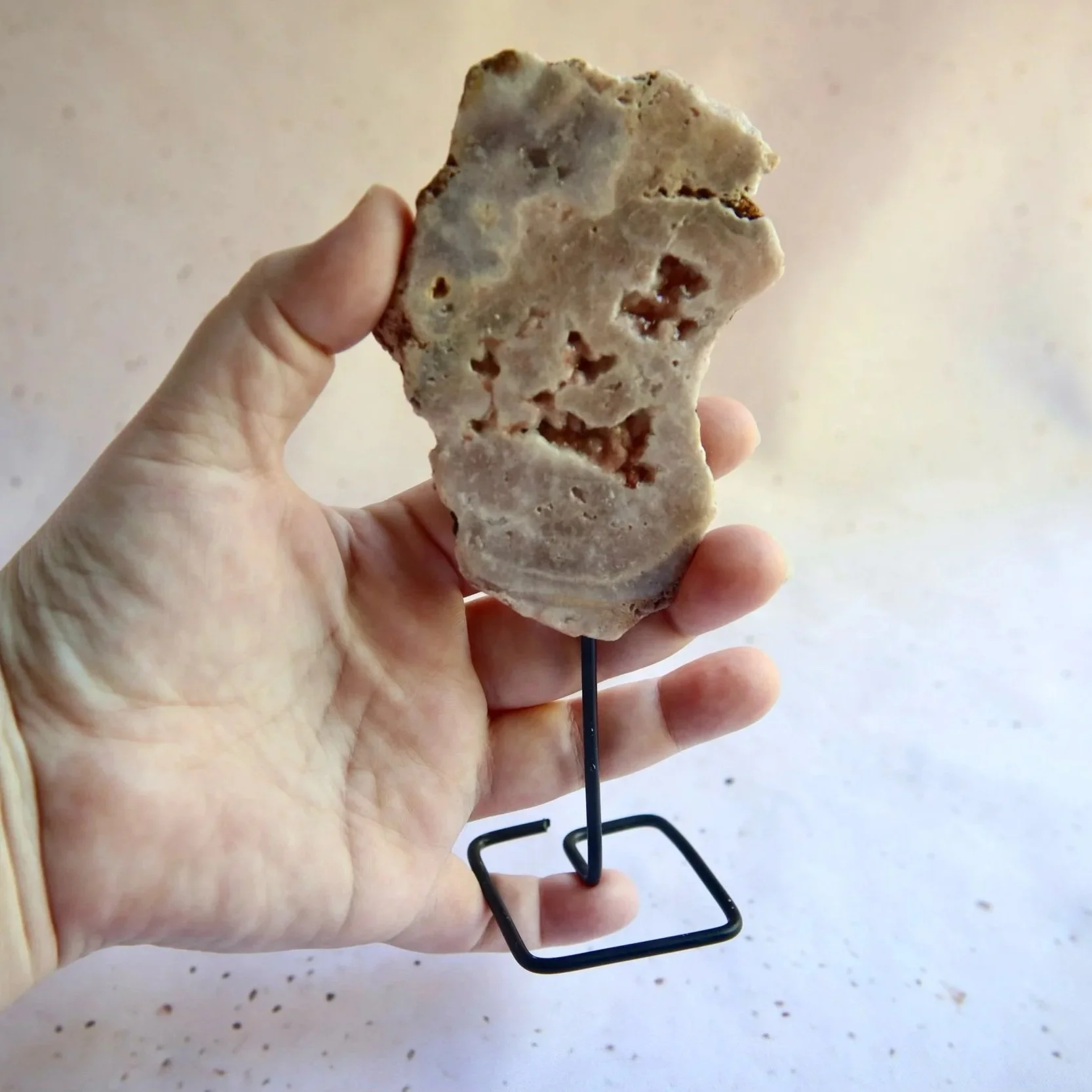 Natural Pink Amethyst specimen with soft pink and lavender tones