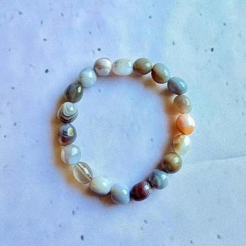Natural Botswana Agate tumble bead bracelet with 8mm to 12mm polished beads