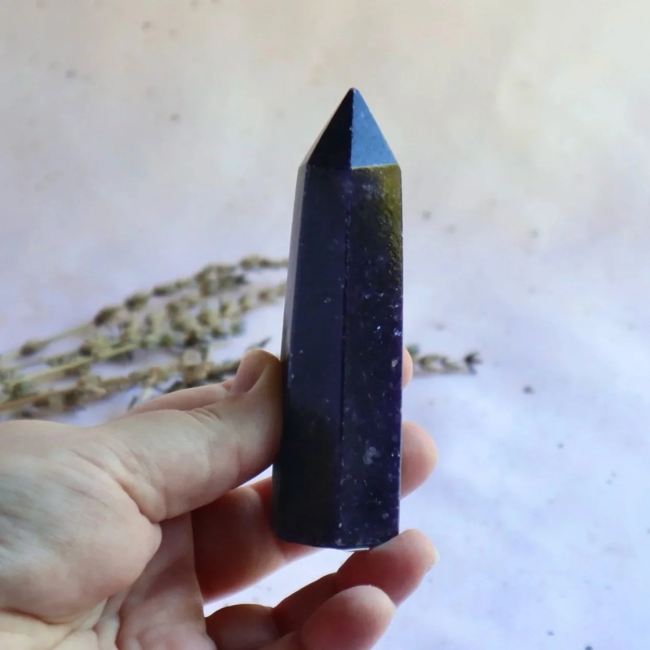 Exact Lepidolite crystal tower approximately 9.5 cm tall