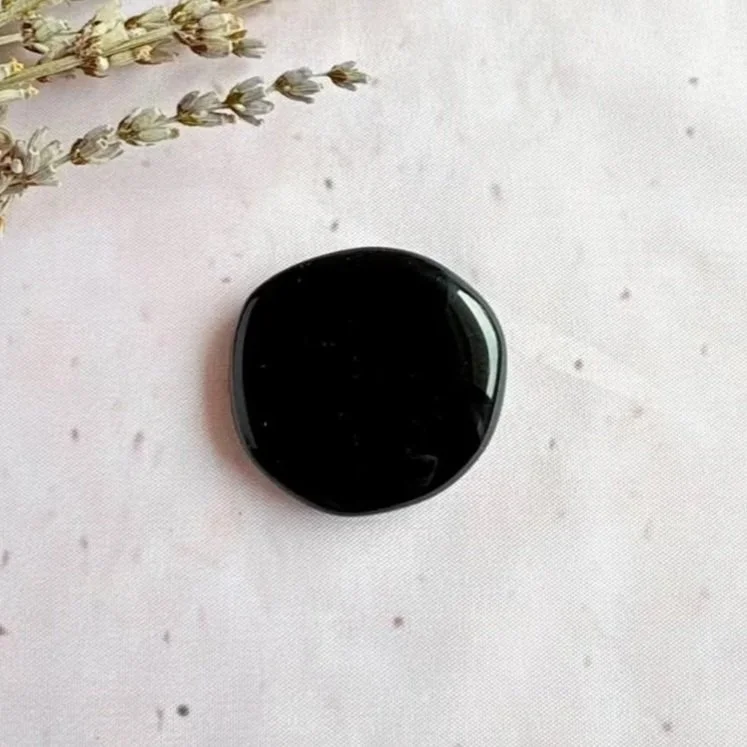 Natural Black Obsidian polished flat stone