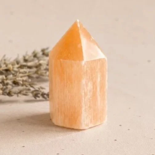 Peach Satin Spar Tower - 6cm