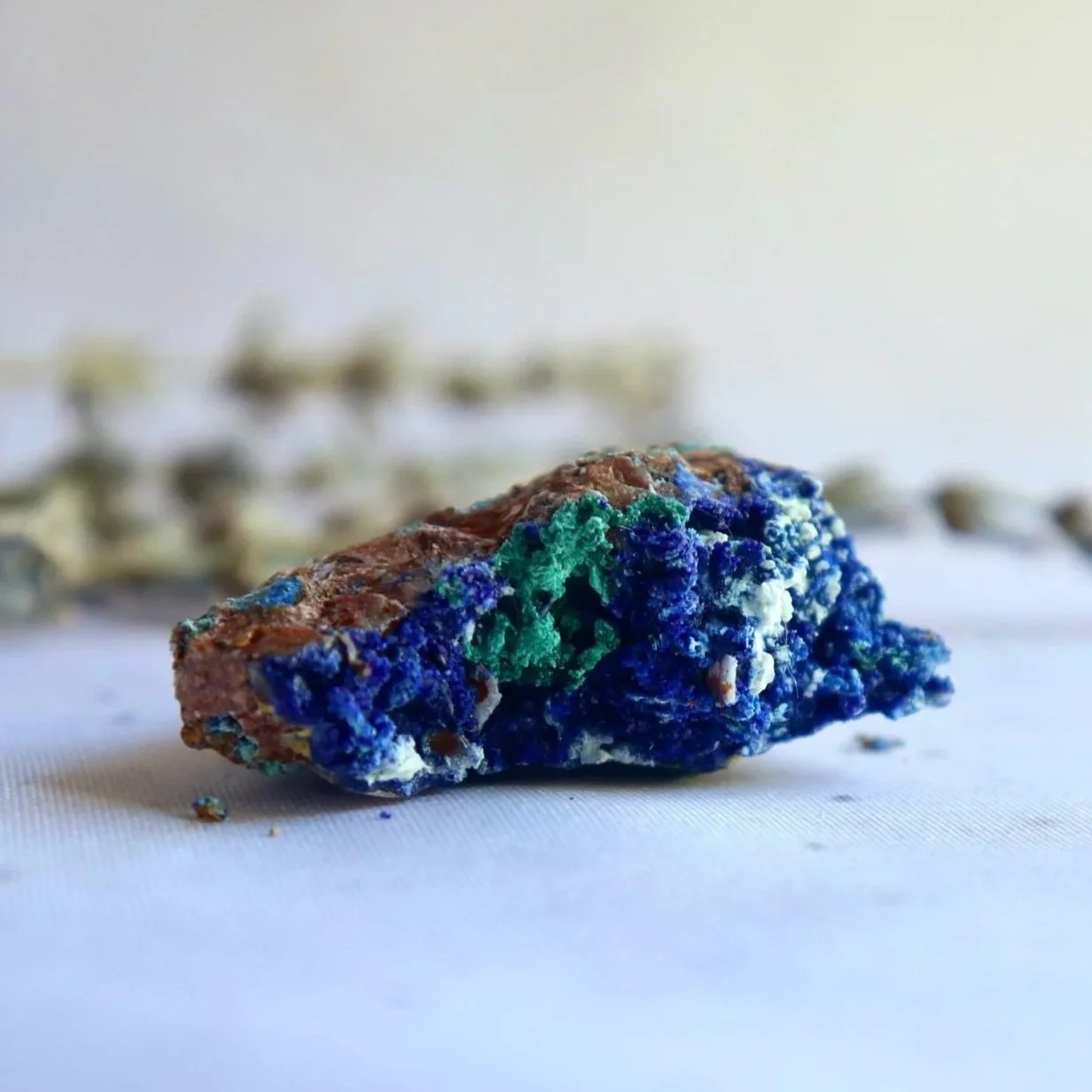 Natural Azurite Malachite mineral specimen measuring approximately 4cm by 3cm
