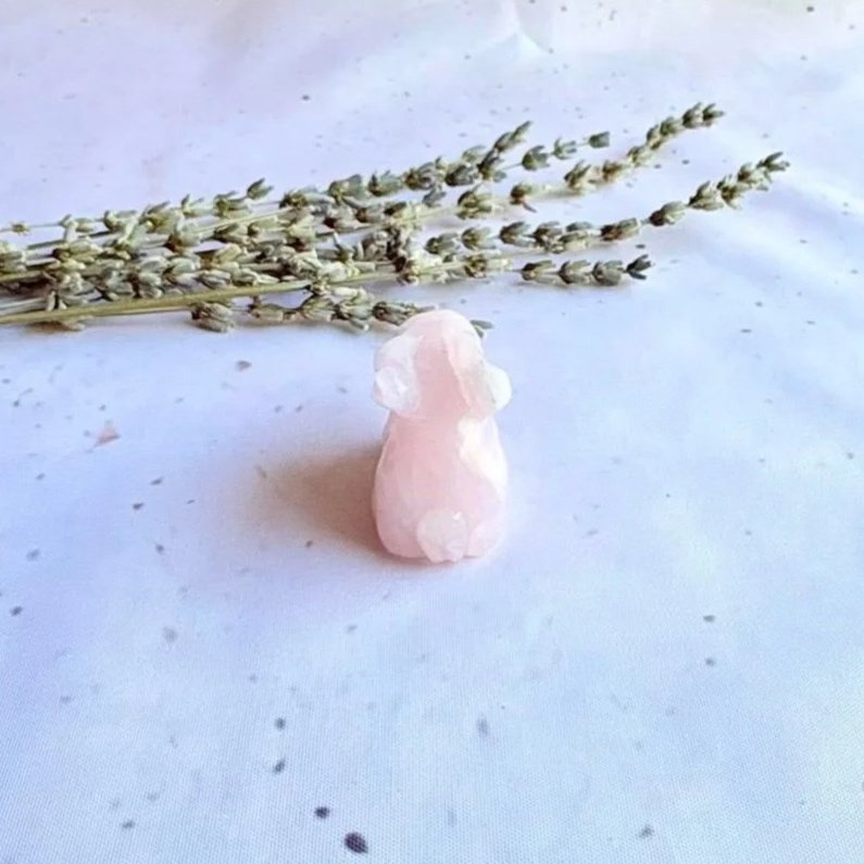 Hand Carved Rose Quartz Rabbit Crystal