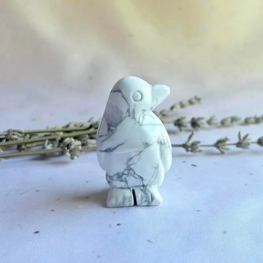 Howlite penguin crystal suitable for collections, display, and gifting