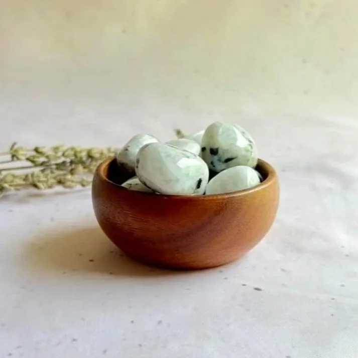 Natural Rainbow Moonstone crystal tumble with blue flash