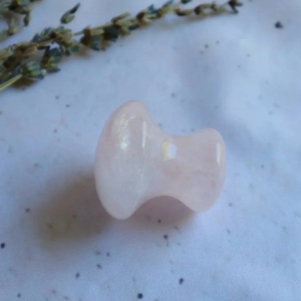 Polished Rose Quartz mushroom-shaped crystal tool