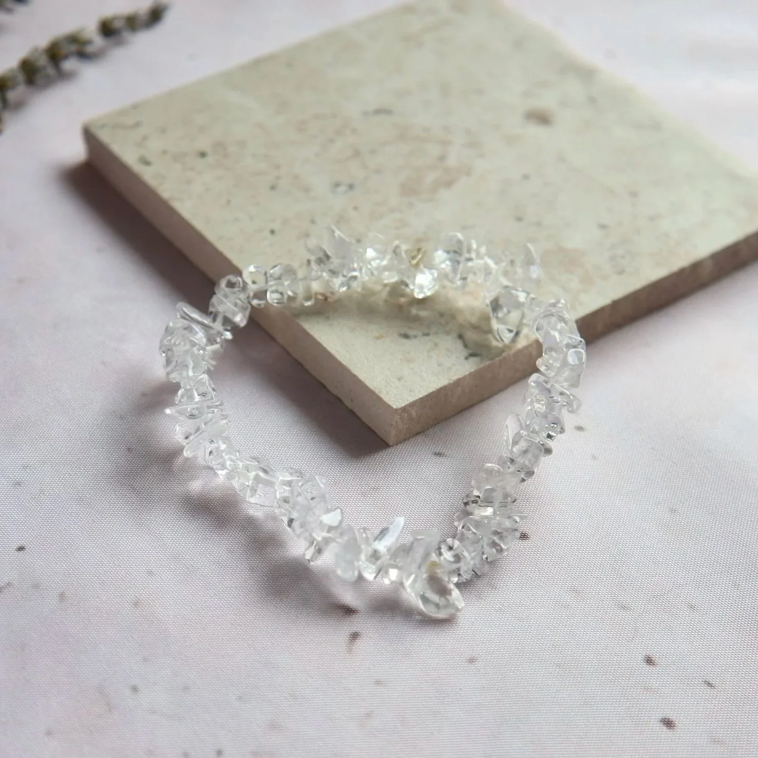 Natural Clear Quartz bracelet with irregular translucent chip beads
