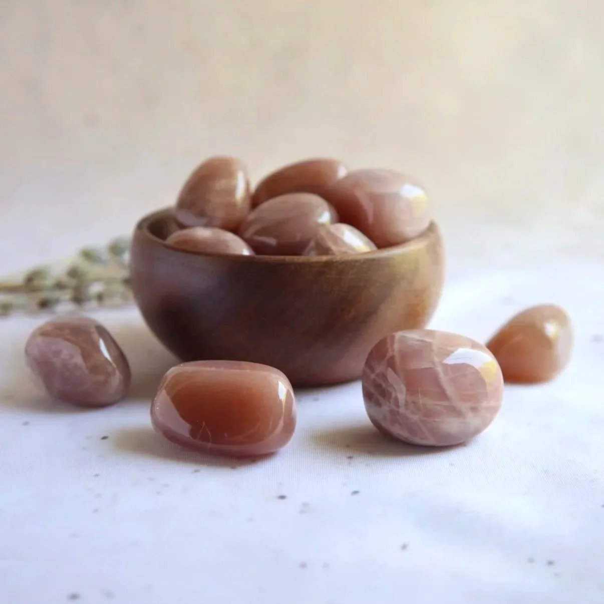 Natural African Sunstone polished tumble selected for its warm tones and subtle sparkle