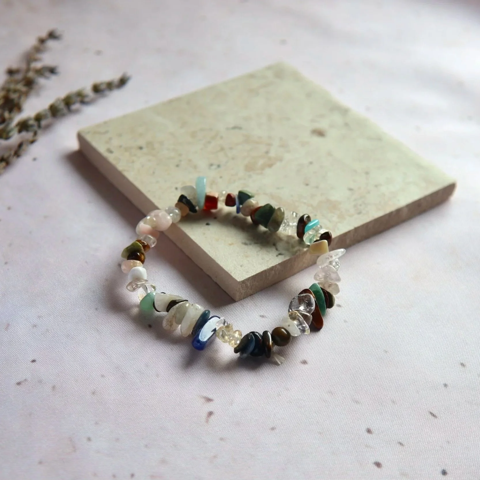 Mixed Stone bracelet with irregular polished crystal chip beads and natural variations