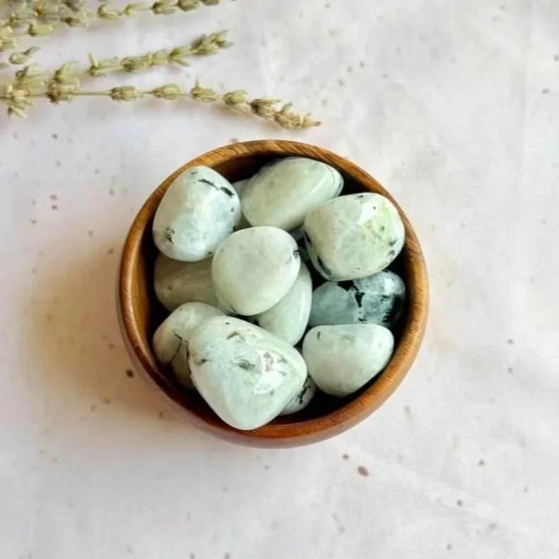 Rainbow Moonstone crystal tumble associated with intuition and new beginnings