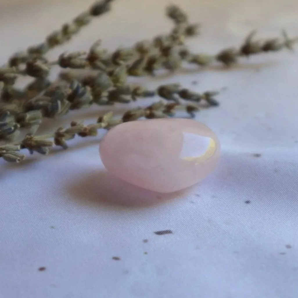 Small Rose Quartz crystal heart for love and self-care