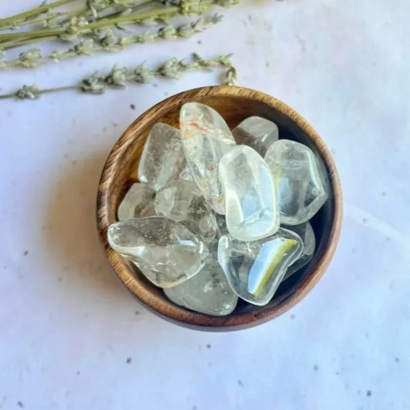 Clear Quartz tumble associated with clarity, focus, energy amplification, and balance