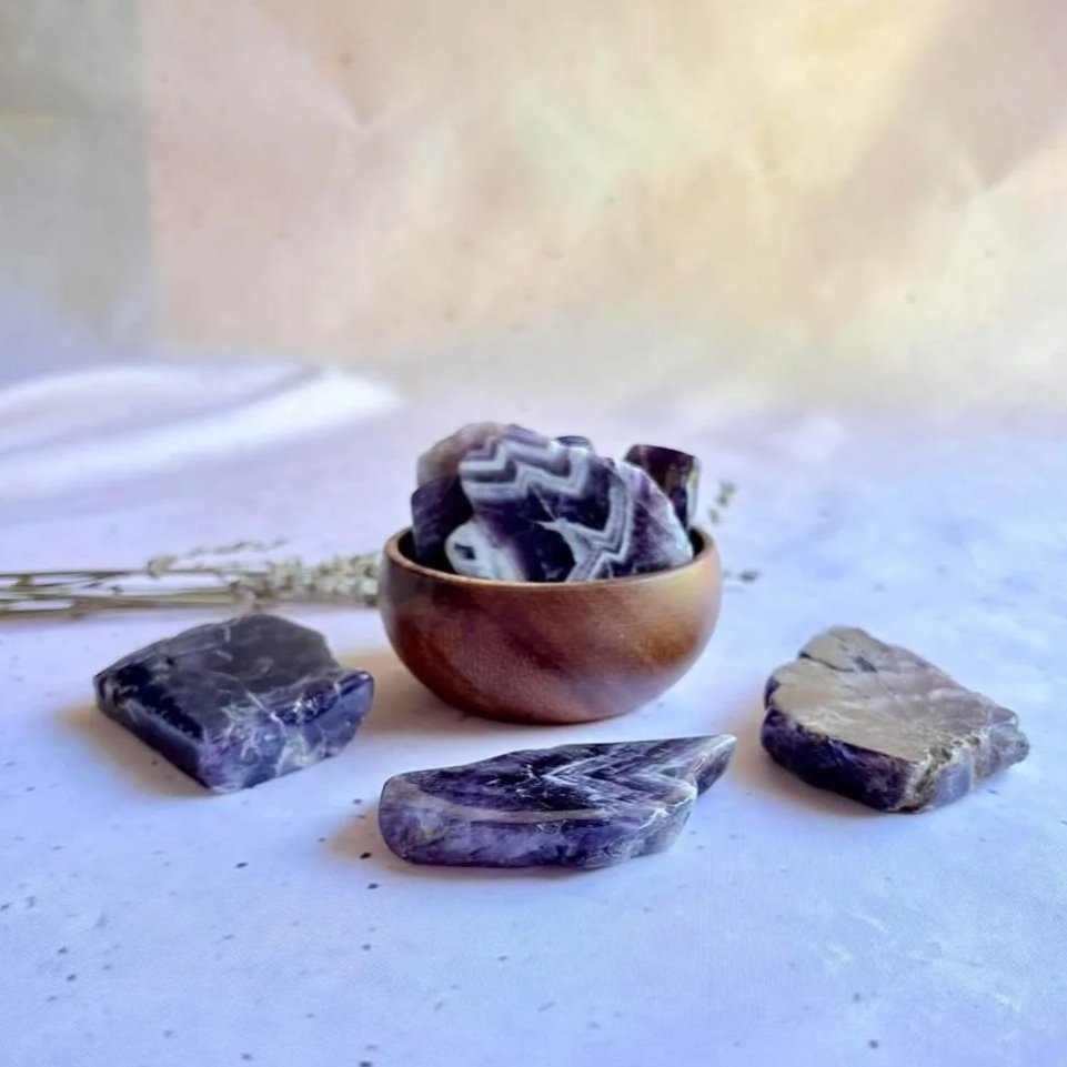Chevron Amethyst slab associated with intuition, clarity, and spiritual growth