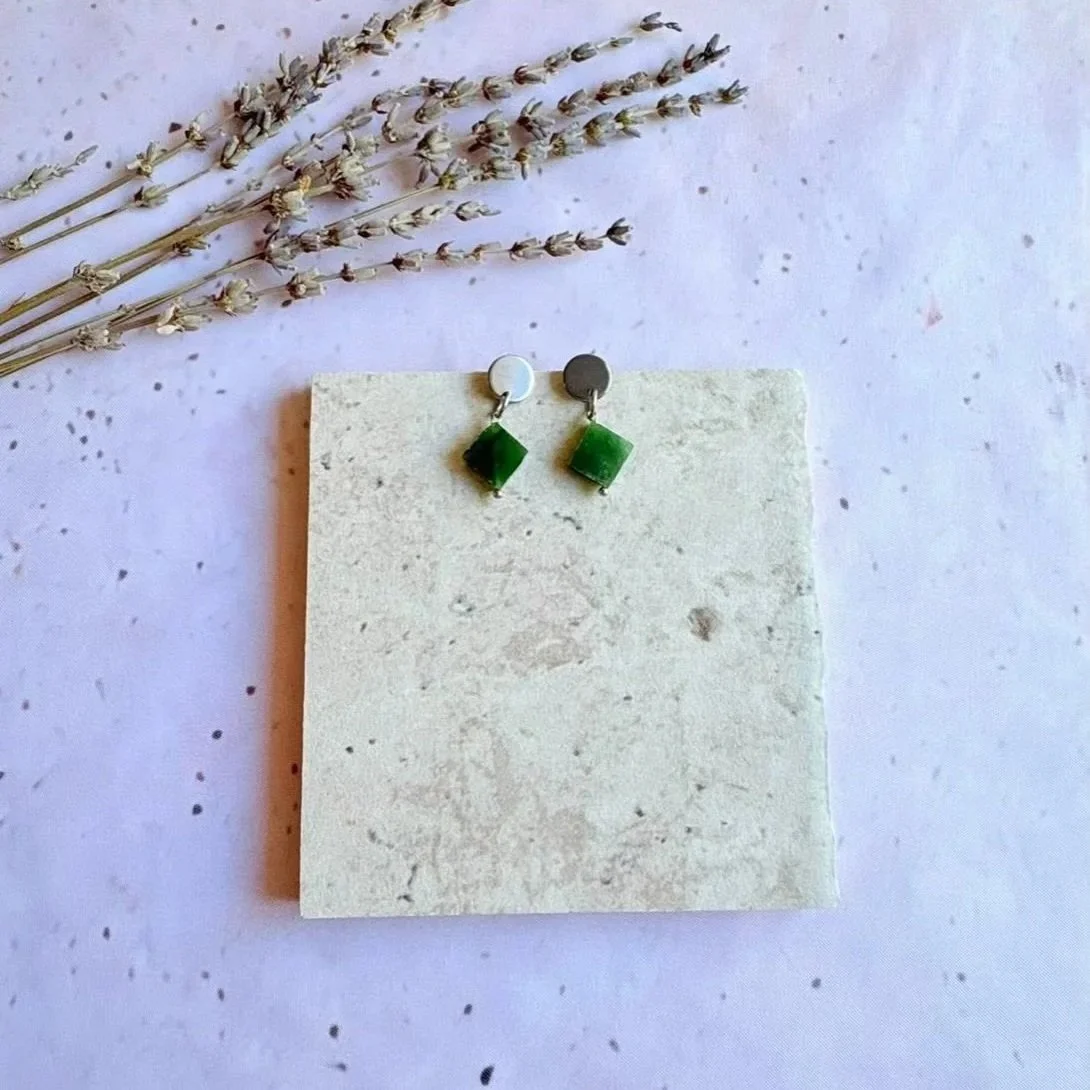 Minimalist Jade earrings handcrafted with stainless steel
