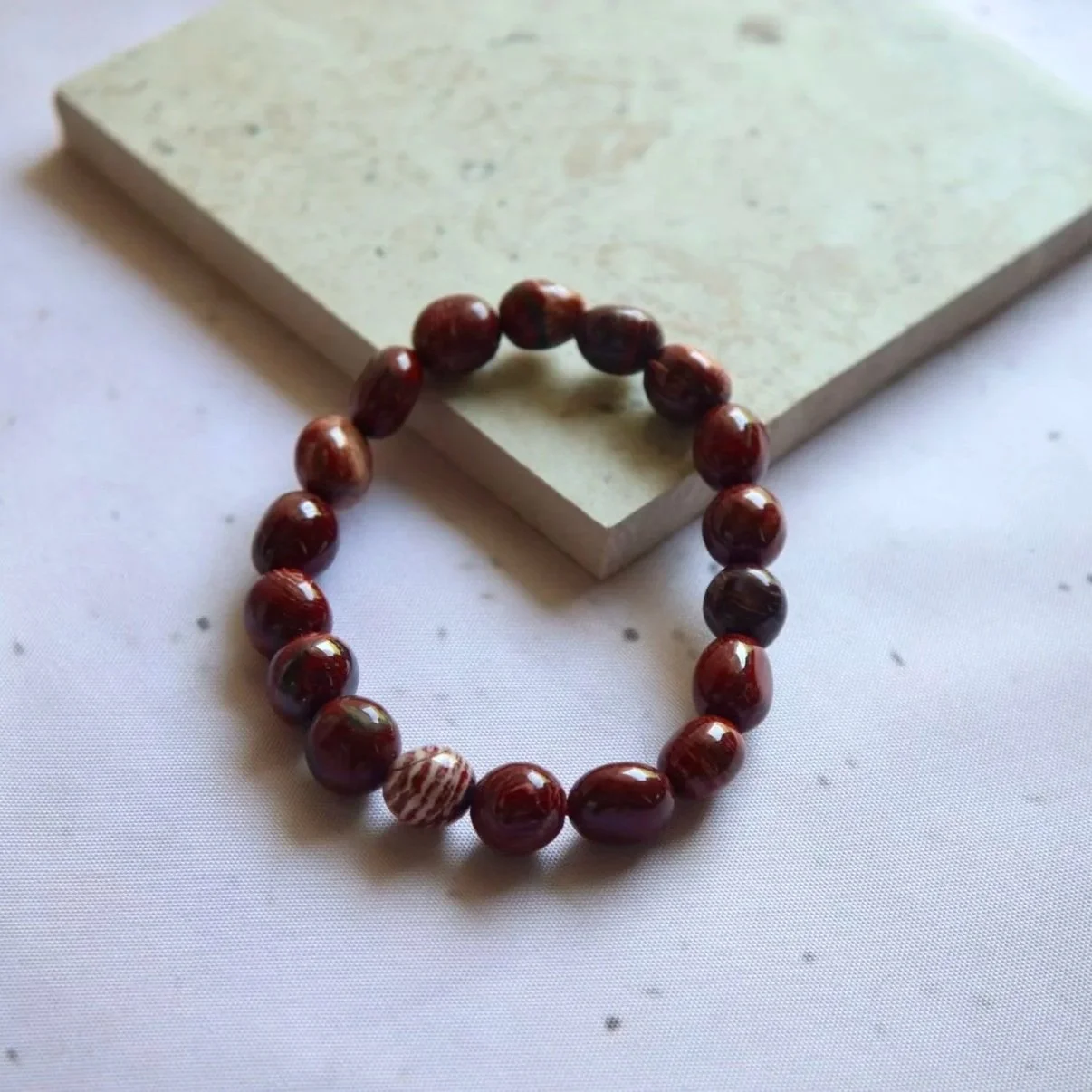 Natural Red Picture Jasper bracelet with unique red, brown and earthy markings