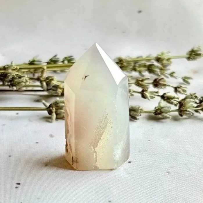 Polished Agate Geode crystal point with natural crystal-filled cavity