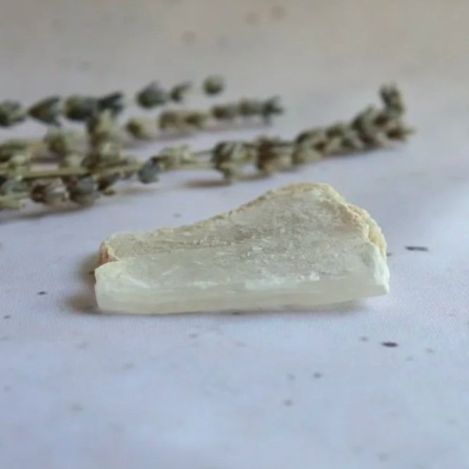 Exact Selenite slab approximately 0.5cm thick