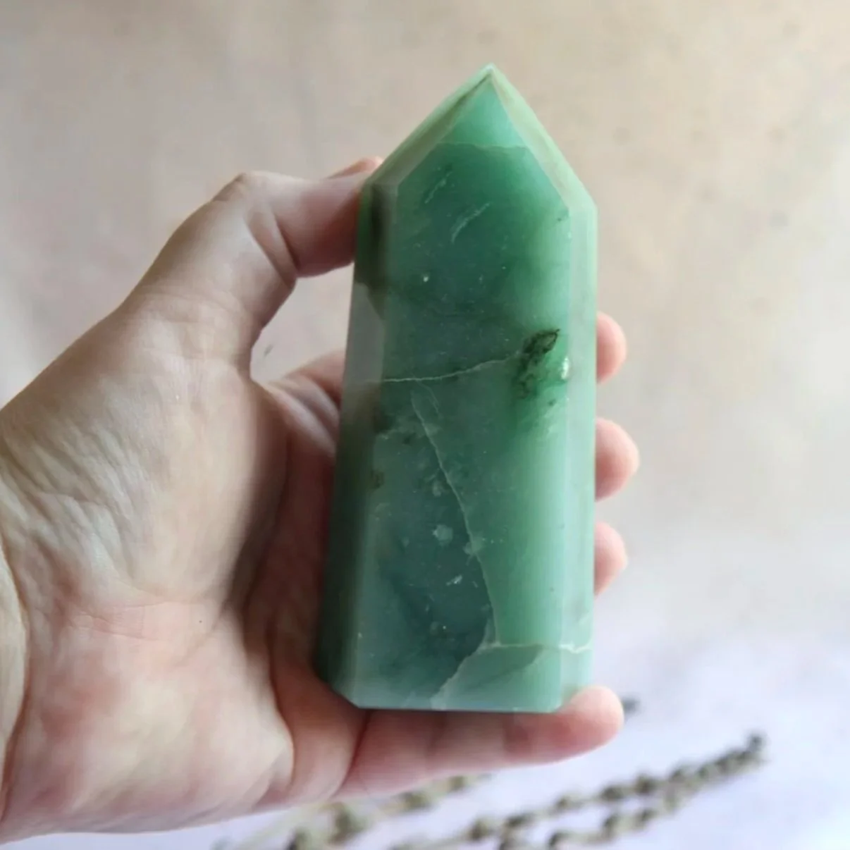 Large Green Aventurine crystal tower measuring 11.5cm by 5cm