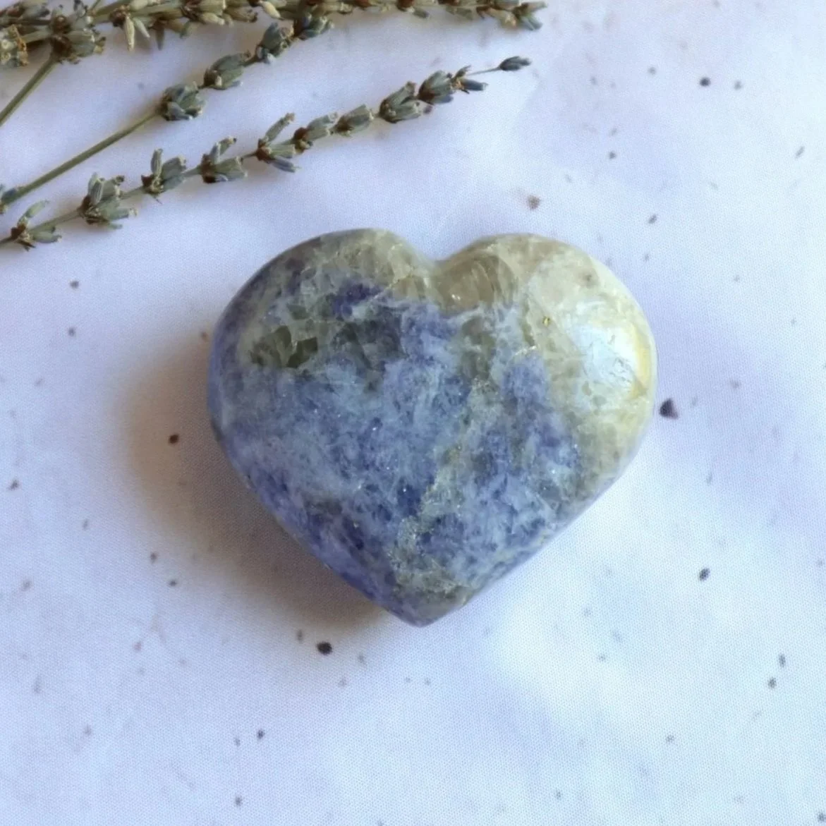 Large Lepidolite crystal heart with natural lilac and purple colouring