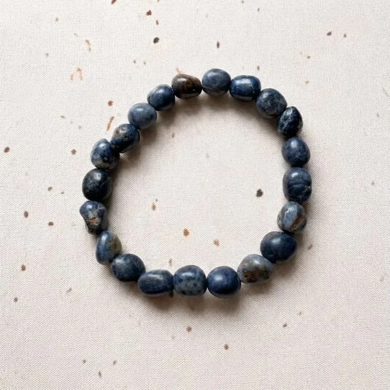Sapphire crystal bracelet with polished tumble beads in natural shades of blue