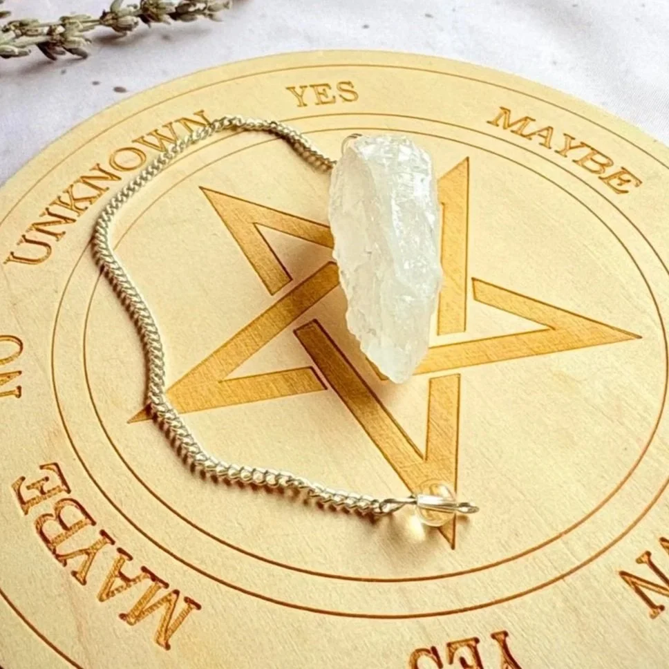 Clear Quartz rough crystal pendulum for divination and dowsing